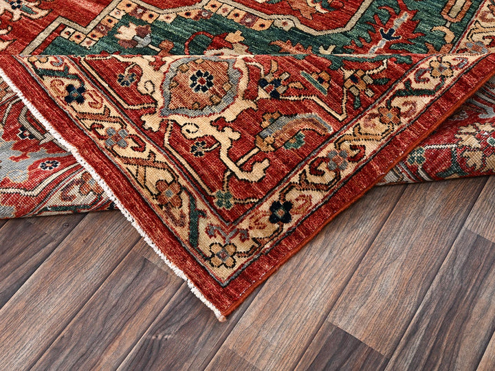 8'11" x 11'7" New Hand Knotted Red Wool Rectangle Oriental Rug - MOA1022345