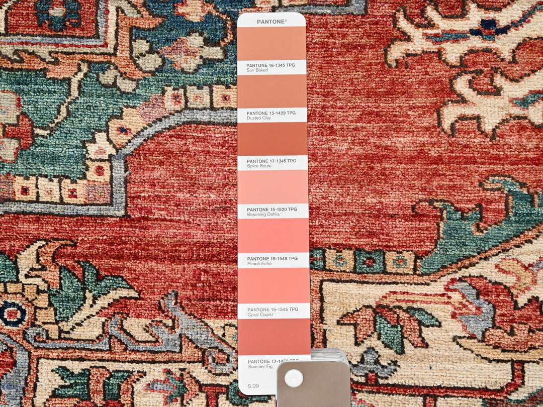8'11" x 11'7" New Hand Knotted Red Wool Rectangle Oriental Rug - MOA1022345