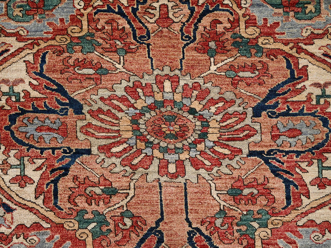 8'11" x 11'7" New Hand Knotted Red Wool Rectangle Oriental Rug - MOA1022345