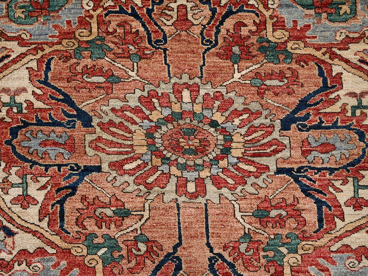 8'11" x 11'7" New Hand Knotted Red Wool Rectangle Oriental Rug - MOA1022345