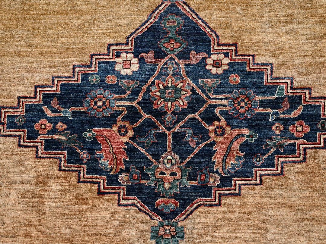9'2" x 11'7" New Hand Knotted Yellow Wool Rectangle Oriental Rug - MOA1022346