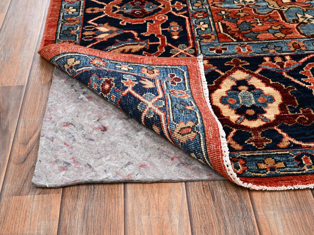 7'11" x 9'10" New Hand Knotted Orange Wool Rectangle Oriental Rug - MOA1022348