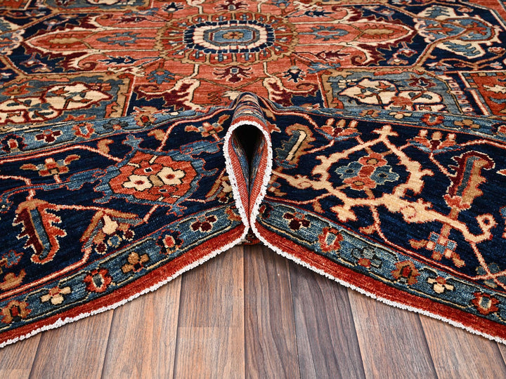7'11" x 9'10" New Hand Knotted Orange Wool Rectangle Oriental Rug - MOA1022348