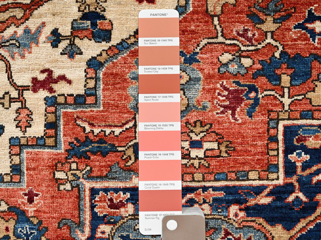 7'11" x 9'10" New Hand Knotted Orange Wool Rectangle Oriental Rug - MOA1022348