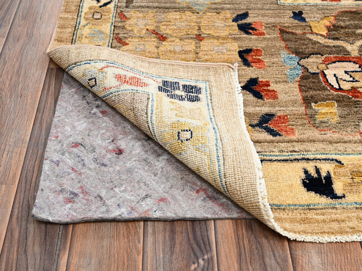 9'2" x 11'11" New Hand Knotted Brown Wool Rectangle Oriental Rug - MOA1022349