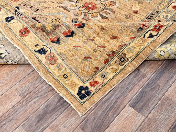 9'2" x 11'11" New Hand Knotted Brown Wool Rectangle Oriental Rug - MOA1022349