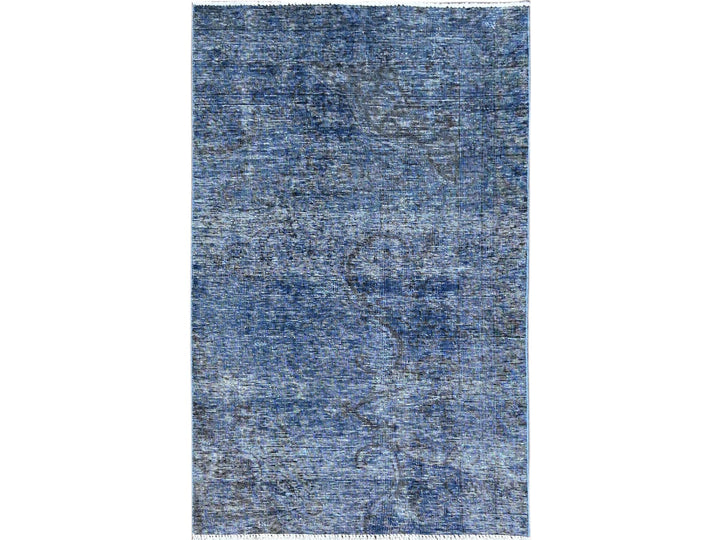 3'1" x 5'1" Vintage Hand Knotted Overdyed Wool Rectangle Oriental Rug - MOA102234