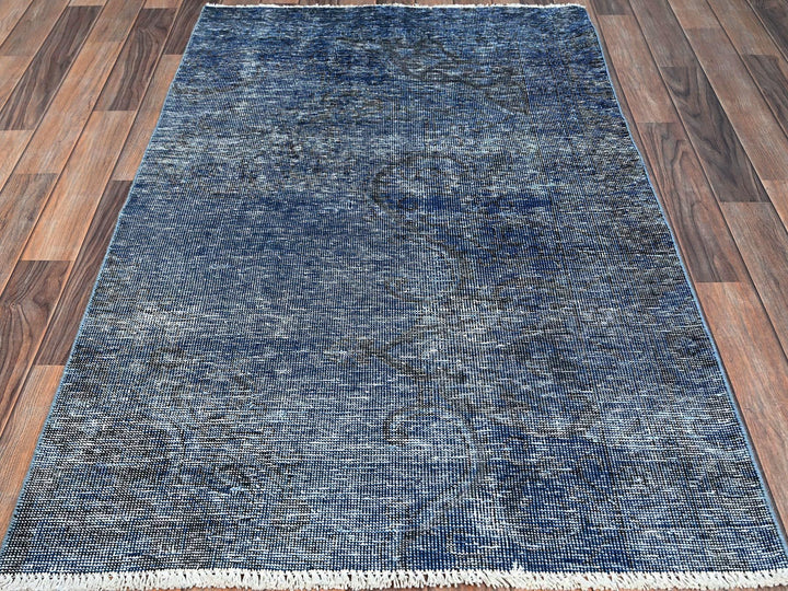 3'1" x 5'1" Vintage Hand Knotted Overdyed Wool Rectangle Oriental Rug - MOA102234