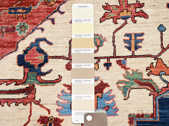 9'0" x 11'11" New Hand Knotted Ivory Wool Rectangle Oriental Rug - MOA1022350