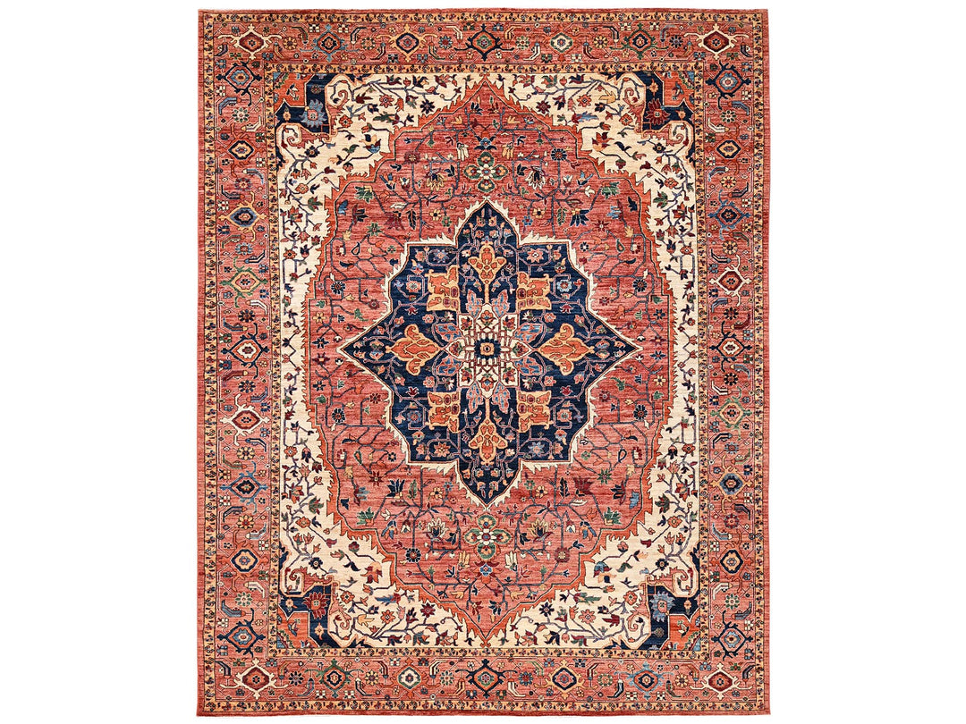 10'1" x 14'2" New Hand Knotted Red Wool Rectangle Oriental Rug - MOA1022351