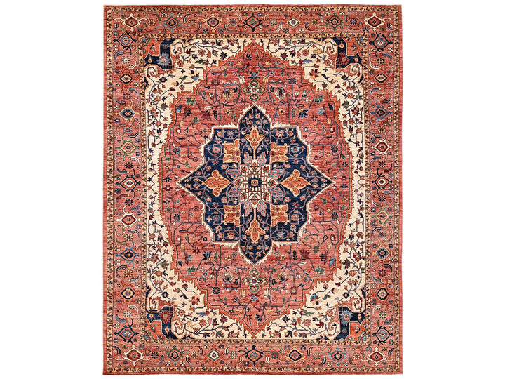10'1" x 14'2" New Hand Knotted Red Wool Rectangle Oriental Rug - MOA1022351