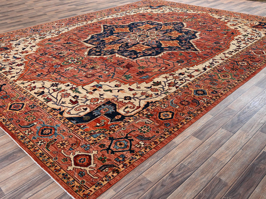 10'1" x 14'2" New Hand Knotted Red Wool Rectangle Oriental Rug - MOA1022351