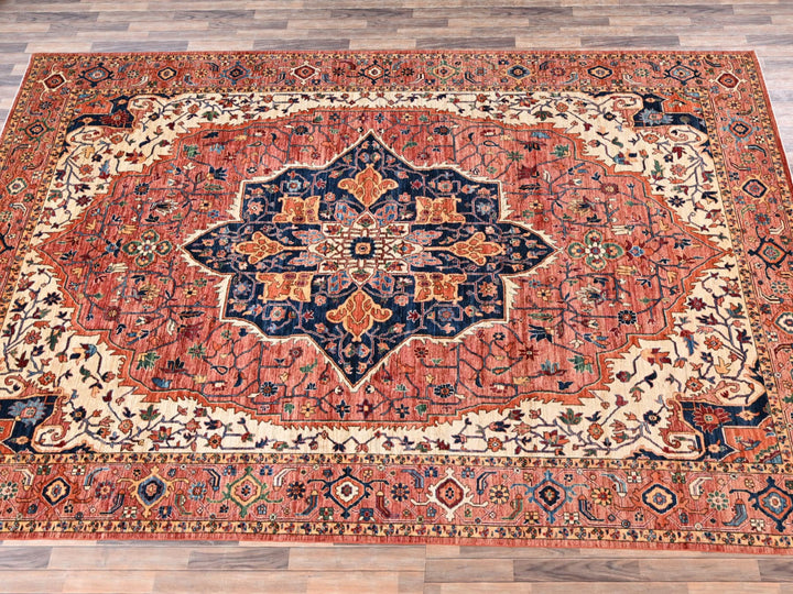 10'1" x 14'2" New Hand Knotted Red Wool Rectangle Oriental Rug - MOA1022351