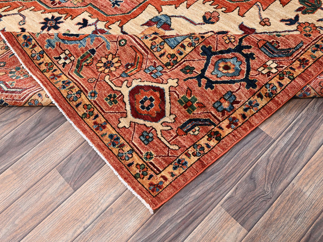 10'1" x 14'2" New Hand Knotted Red Wool Rectangle Oriental Rug - MOA1022351