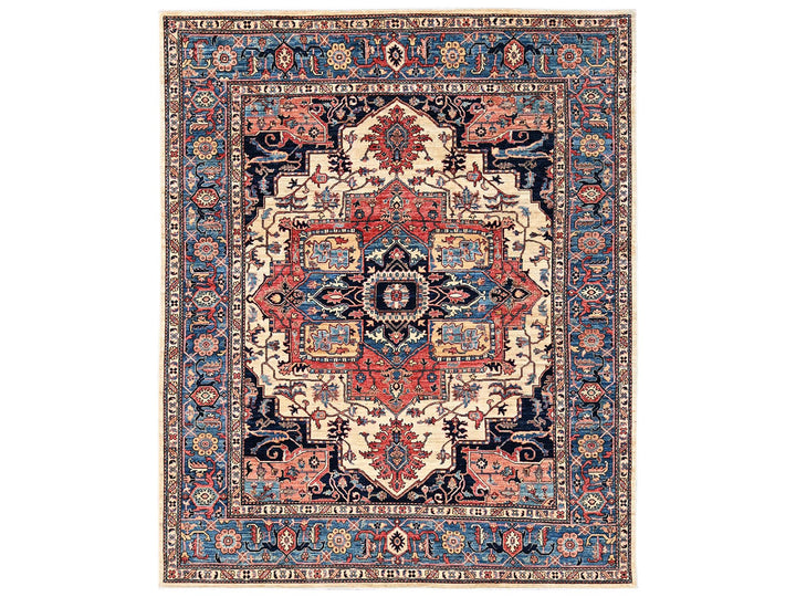 8'1" x 9'10" New Hand Knotted Ivory Wool Rectangle Oriental Rug - MOA1022352