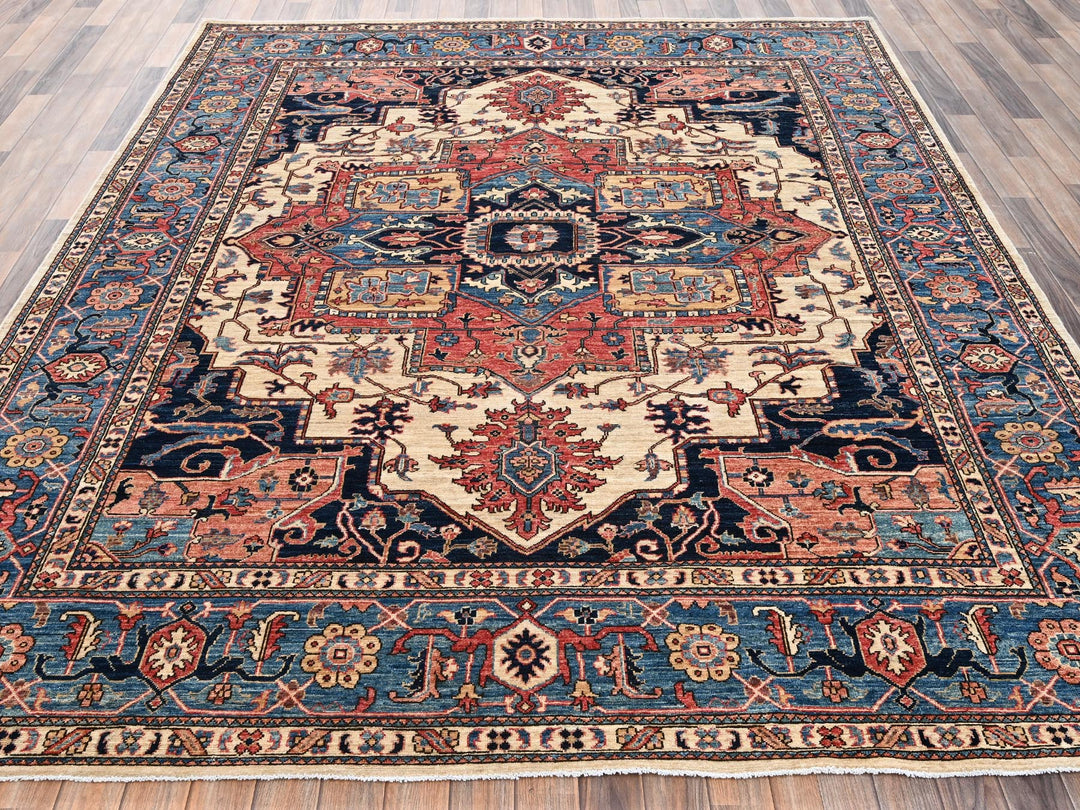 8'1" x 9'10" New Hand Knotted Ivory Wool Rectangle Oriental Rug - MOA1022352