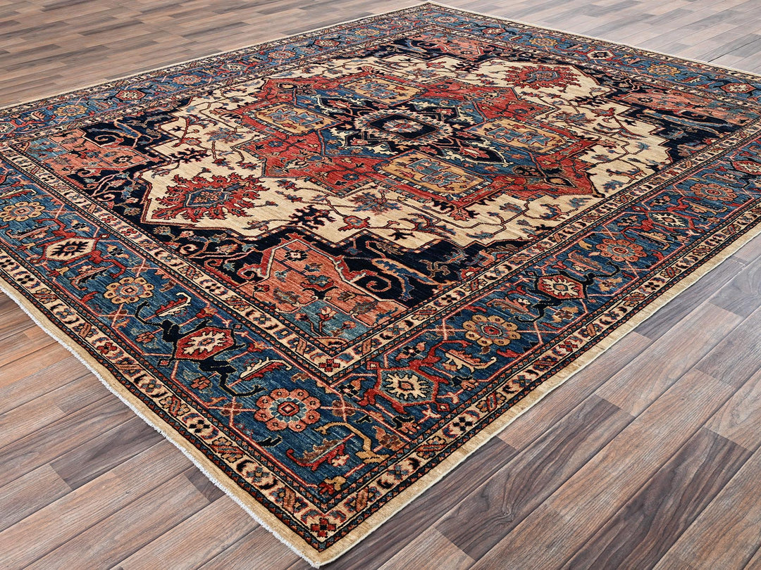 8'1" x 9'10" New Hand Knotted Ivory Wool Rectangle Oriental Rug - MOA1022352
