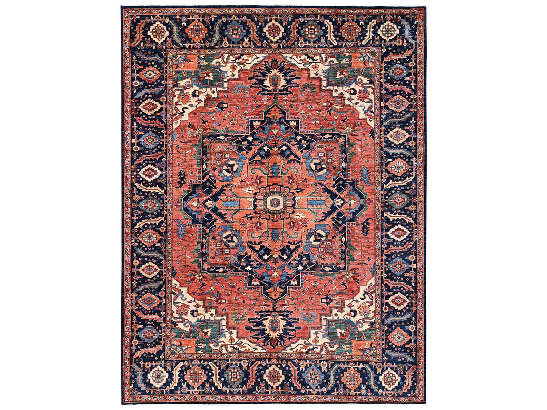 10'4" x 13'9" New Hand Knotted Red Wool Rectangle Oriental Rug - MOA1022353