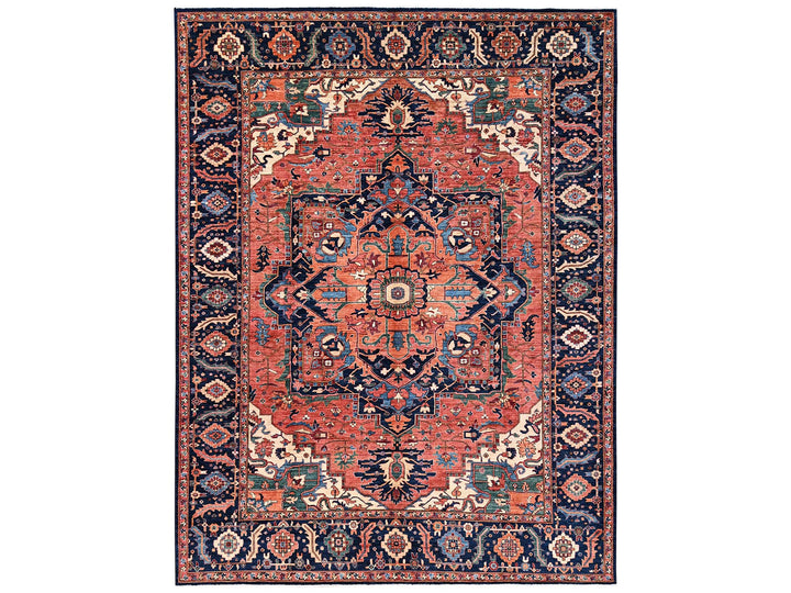 10'4" x 13'9" New Hand Knotted Red Wool Rectangle Oriental Rug - MOA1022353