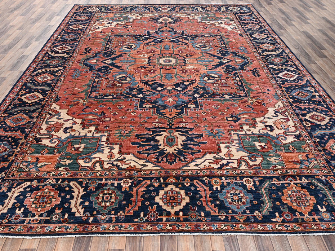 10'4" x 13'9" New Hand Knotted Red Wool Rectangle Oriental Rug - MOA1022353