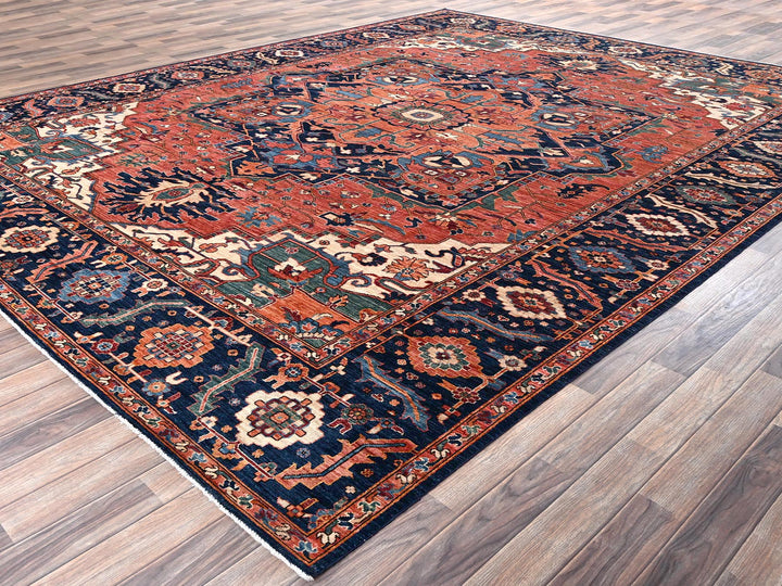 10'4" x 13'9" New Hand Knotted Red Wool Rectangle Oriental Rug - MOA1022353