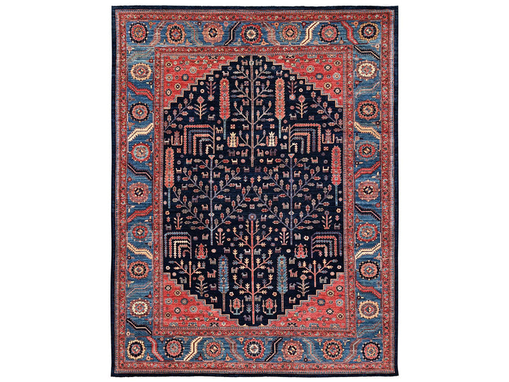 10'1" x 13'4" New Hand Knotted Blue Wool Rectangle Oriental Rug - MOA1022356