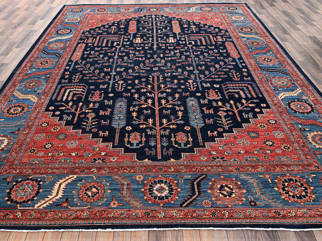 10'1" x 13'4" New Hand Knotted Blue Wool Rectangle Oriental Rug - MOA1022356
