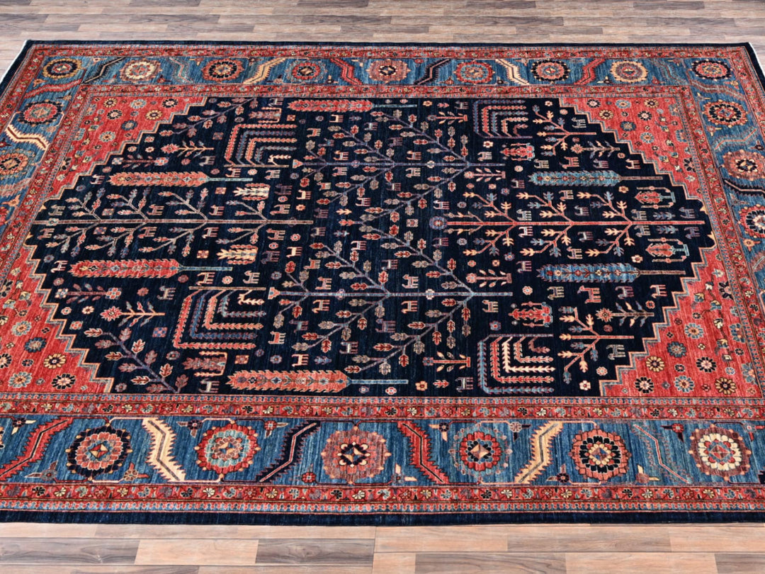 10'1" x 13'4" New Hand Knotted Blue Wool Rectangle Oriental Rug - MOA1022356