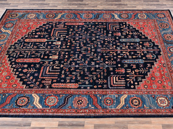 10'1" x 13'4" New Hand Knotted Blue Wool Rectangle Oriental Rug - MOA1022356
