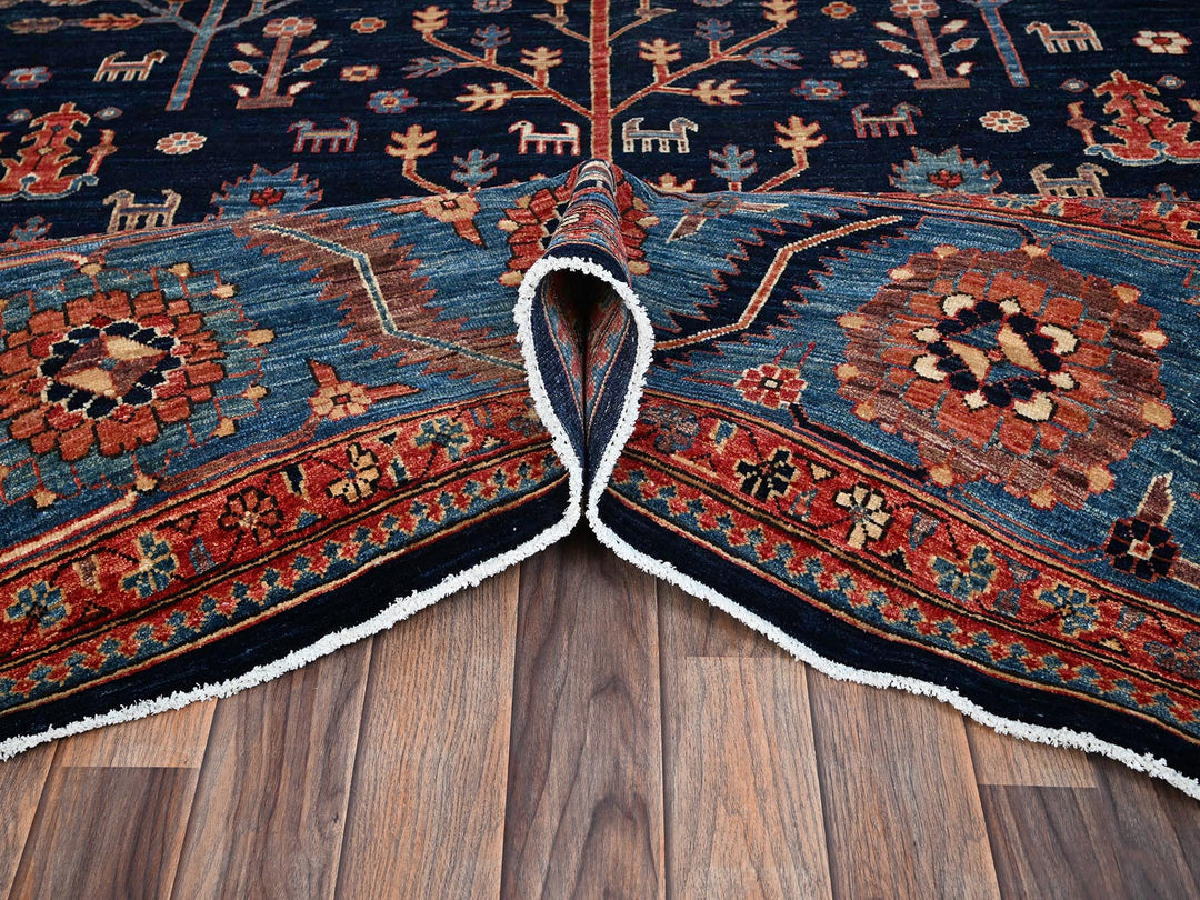 10'1" x 13'4" New Hand Knotted Blue Wool Rectangle Oriental Rug - MOA1022356
