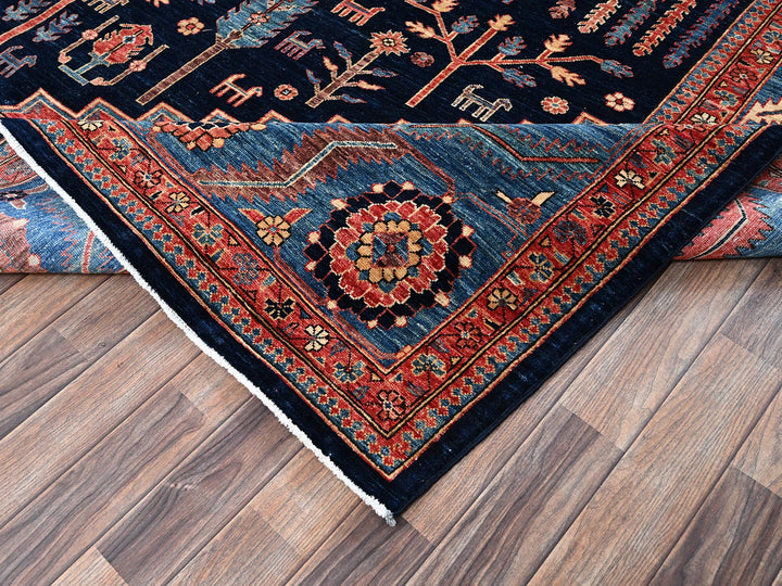 10'1" x 13'4" New Hand Knotted Blue Wool Rectangle Oriental Rug - MOA1022356
