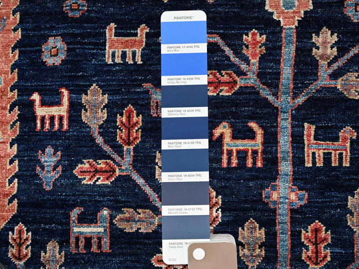 10'1" x 13'4" New Hand Knotted Blue Wool Rectangle Oriental Rug - MOA1022356