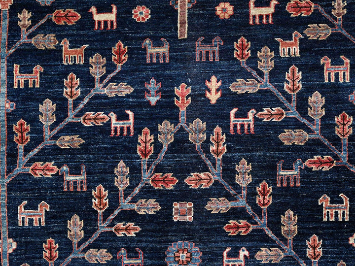 10'1" x 13'4" New Hand Knotted Blue Wool Rectangle Oriental Rug - MOA1022356