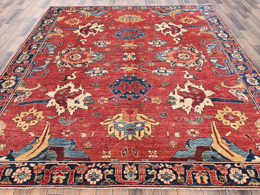 8'4" x 10'4" New Hand Knotted Red Wool Rectangle Oriental Rug - MOA1022357