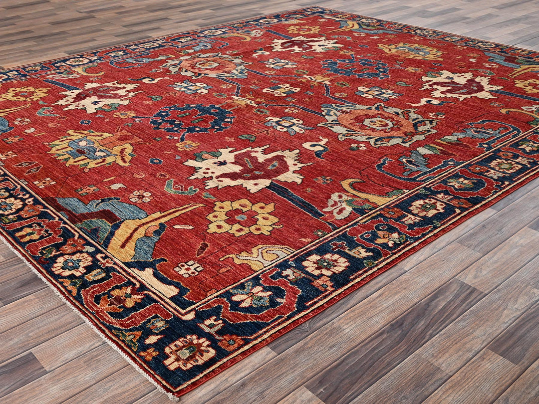 8'4" x 10'4" New Hand Knotted Red Wool Rectangle Oriental Rug - MOA1022357