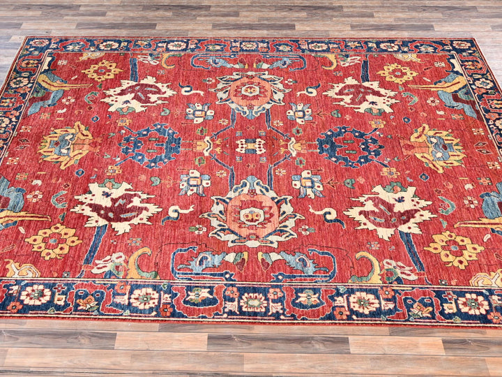 8'4" x 10'4" New Hand Knotted Red Wool Rectangle Oriental Rug - MOA1022357