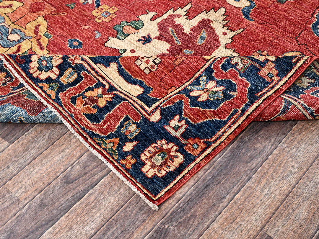 8'4" x 10'4" New Hand Knotted Red Wool Rectangle Oriental Rug - MOA1022357