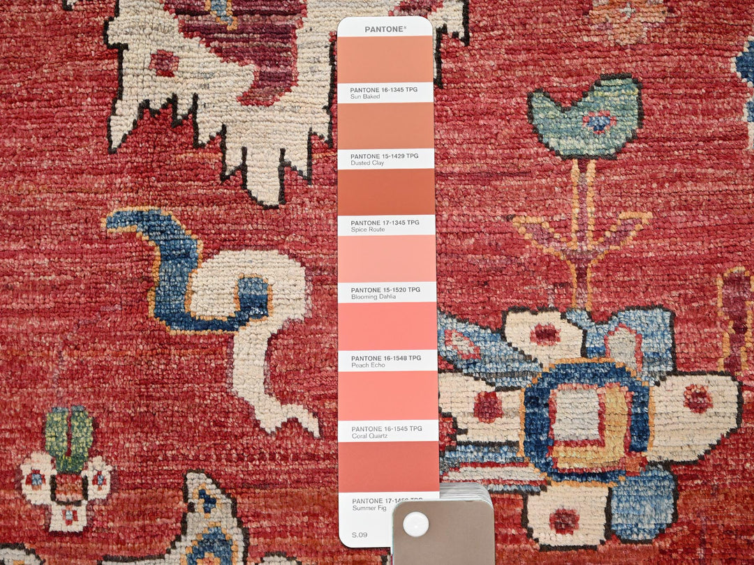 8'4" x 10'4" New Hand Knotted Red Wool Rectangle Oriental Rug - MOA1022357