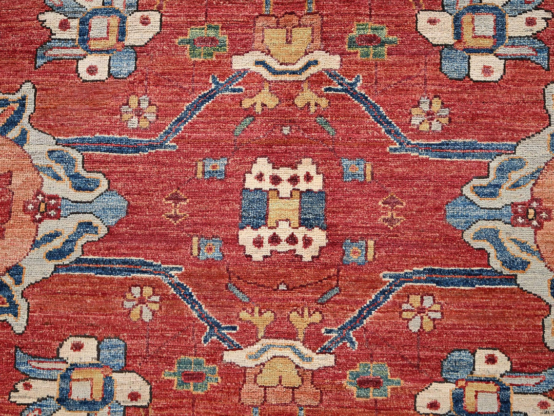 8'4" x 10'4" New Hand Knotted Red Wool Rectangle Oriental Rug - MOA1022357