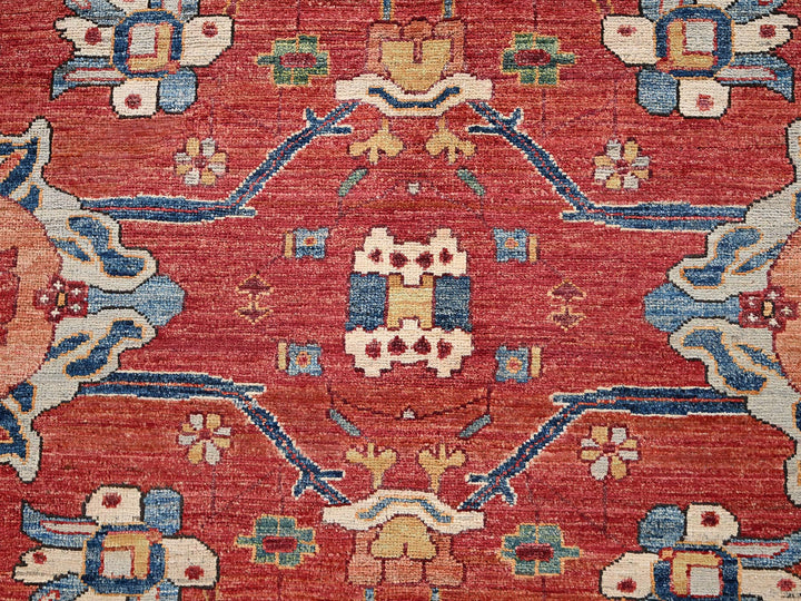 8'4" x 10'4" New Hand Knotted Red Wool Rectangle Oriental Rug - MOA1022357