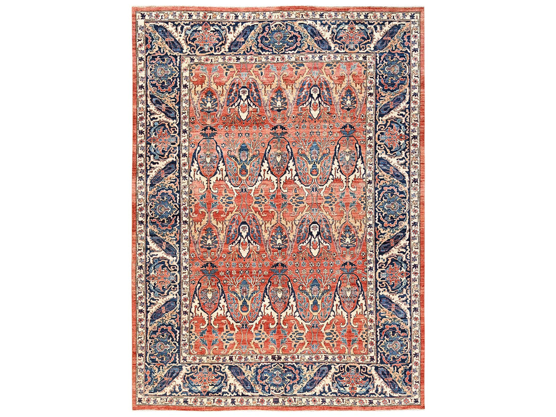 9'11" x 13'11" New Hand Knotted Orange Wool Rectangle Oriental Rug - MOA1022358