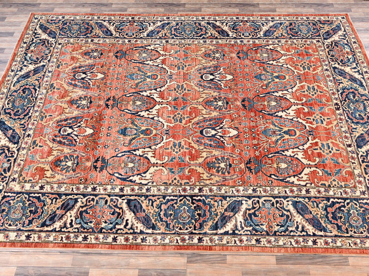9'11" x 13'11" New Hand Knotted Orange Wool Rectangle Oriental Rug - MOA1022358