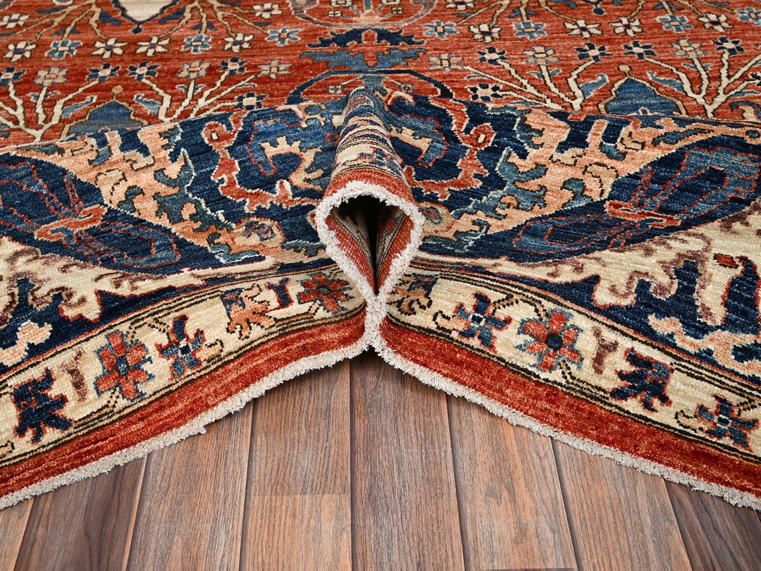 9'11" x 13'11" New Hand Knotted Orange Wool Rectangle Oriental Rug - MOA1022358