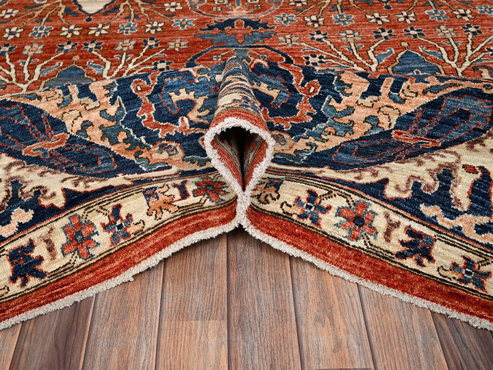 9'11" x 13'11" New Hand Knotted Orange Wool Rectangle Oriental Rug - MOA1022358