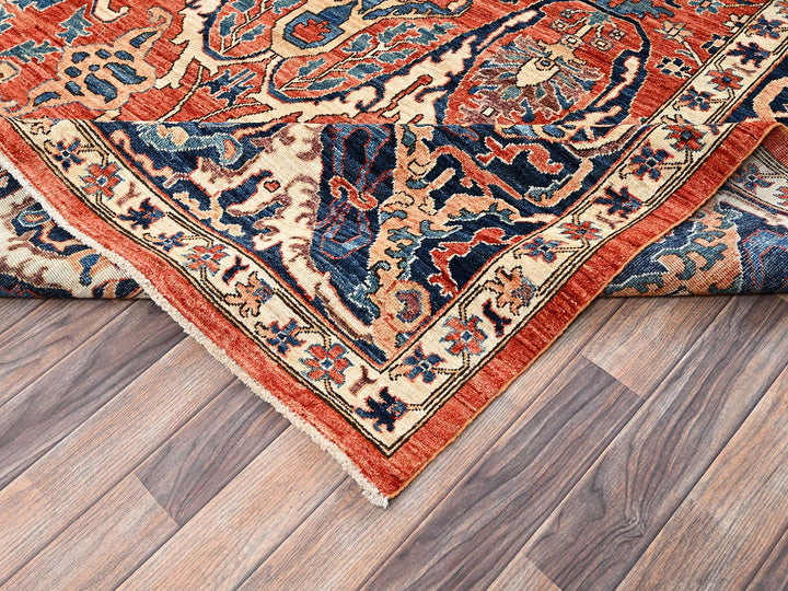 9'11" x 13'11" New Hand Knotted Orange Wool Rectangle Oriental Rug - MOA1022358
