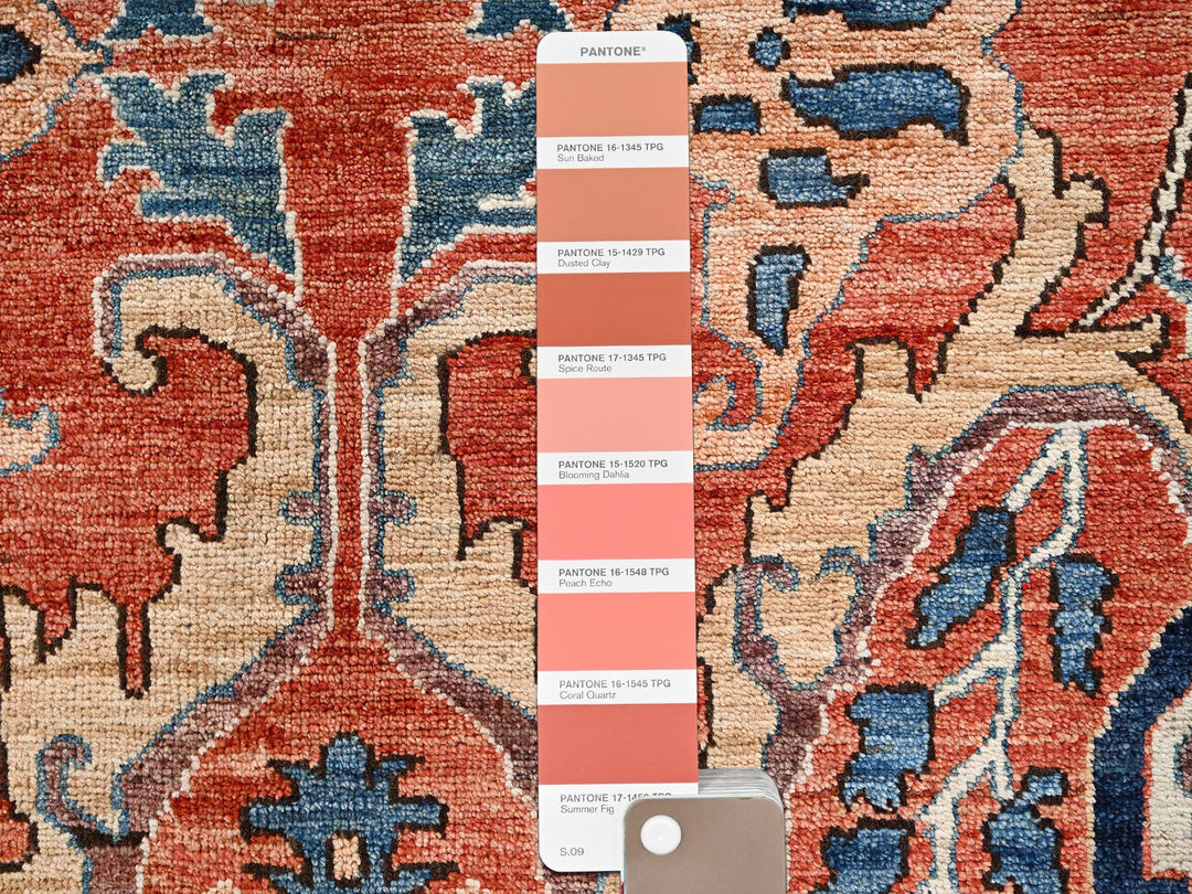 9'11" x 13'11" New Hand Knotted Orange Wool Rectangle Oriental Rug - MOA1022358