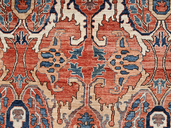 9'11" x 13'11" New Hand Knotted Orange Wool Rectangle Oriental Rug - MOA1022358