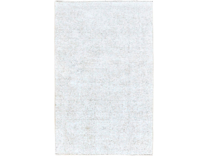 3'11" x 6'2" Vintage Hand Knotted Ivory Wool Rectangle Oriental Rug - MOA102235