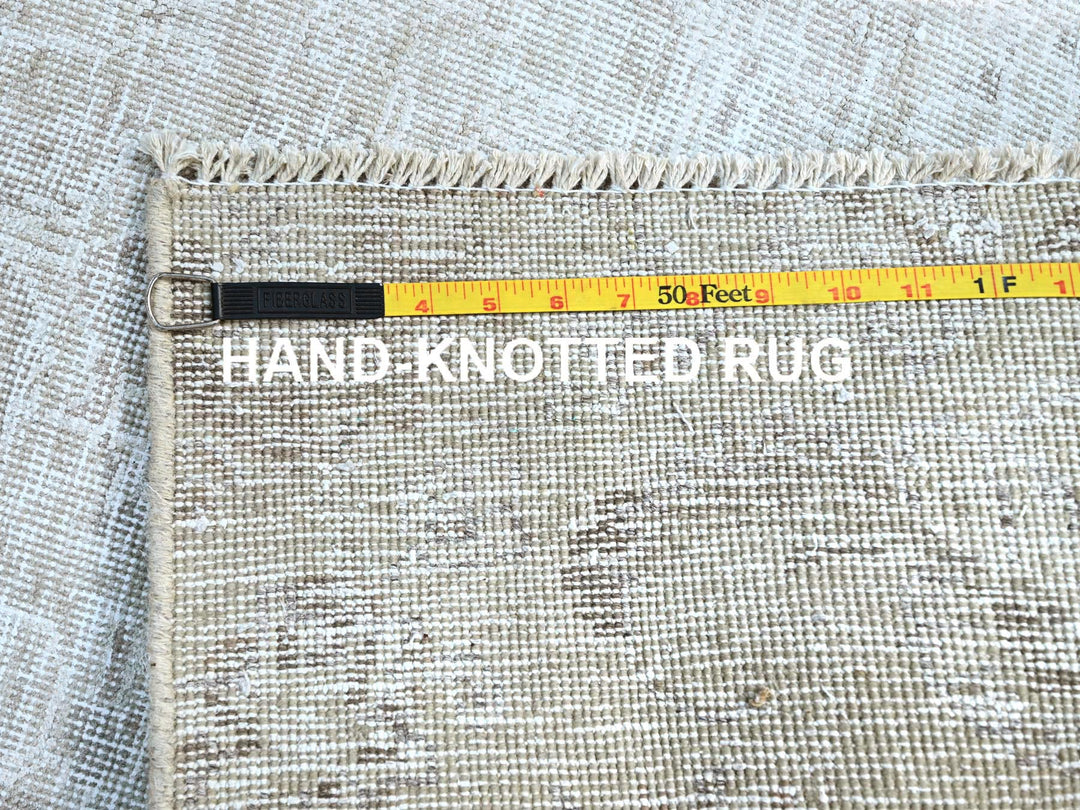 3'11" x 6'2" Vintage Hand Knotted Ivory Wool Rectangle Oriental Rug - MOA102235