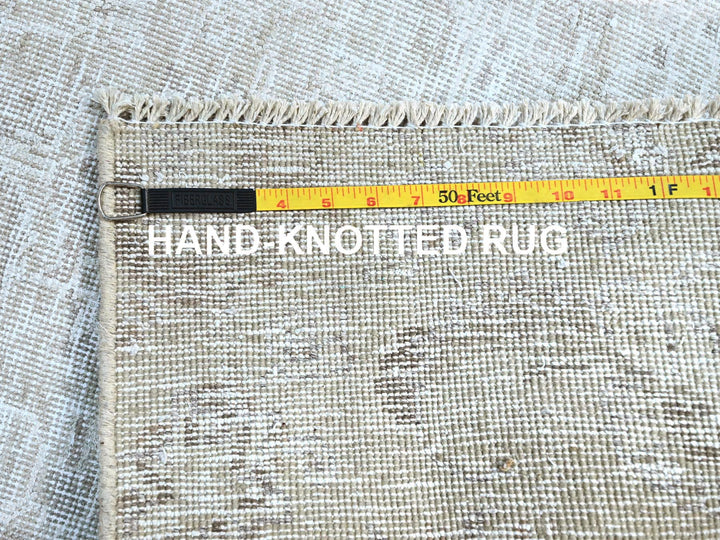 3'11" x 6'2" Vintage Hand Knotted Ivory Wool Rectangle Oriental Rug - MOA102235